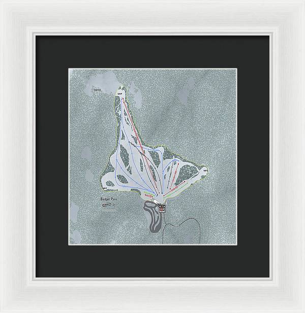 Badger Pass Ski Trail Map - Framed Print - Powderaddicts