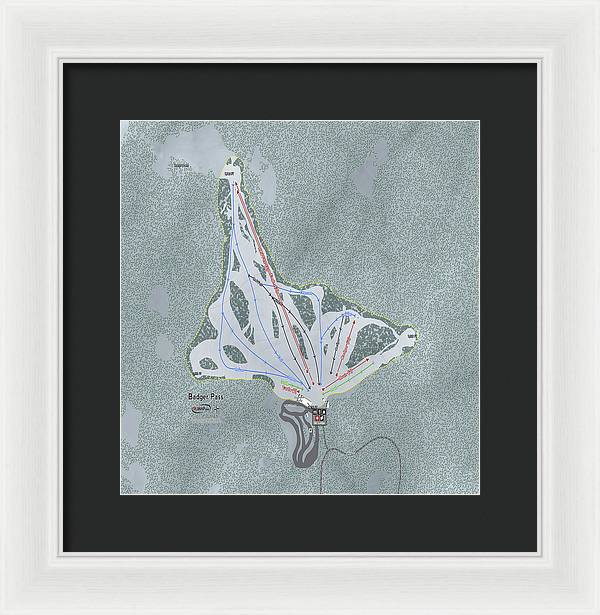 Badger Pass Ski Trail Map - Framed Print - Powderaddicts