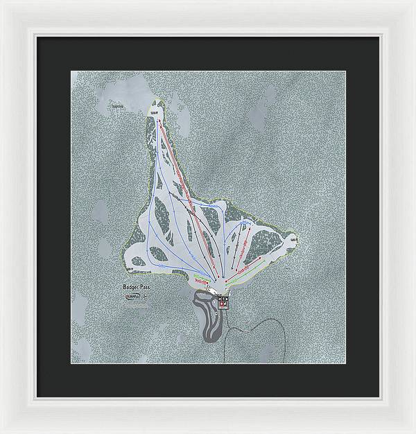 Badger Pass Ski Trail Map - Framed Print - Powderaddicts