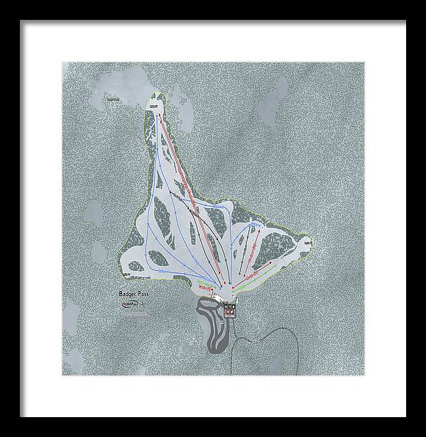 Badger Pass Ski Trail Map - Framed Print - Powderaddicts