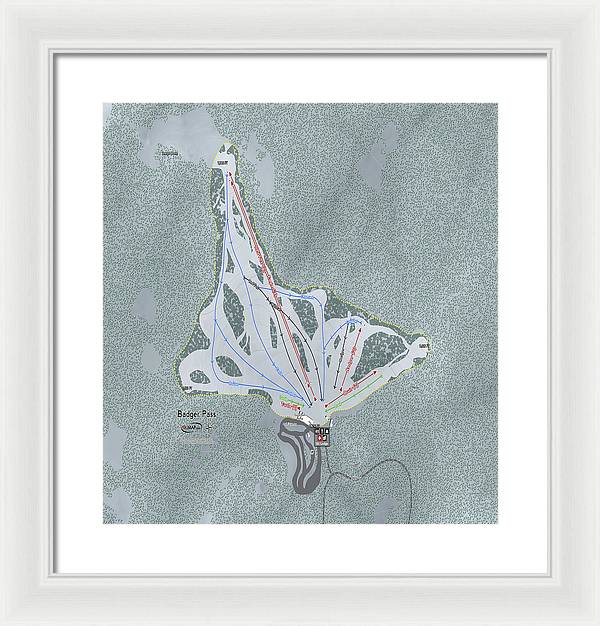 Badger Pass Ski Trail Map - Framed Print - Powderaddicts