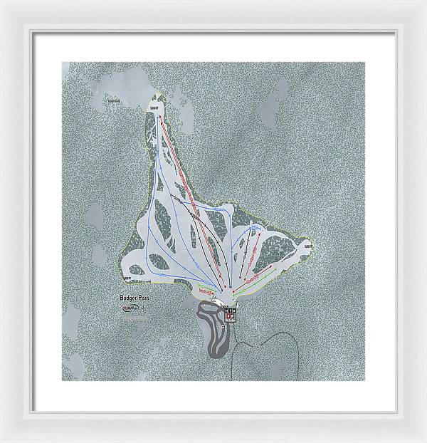 Badger Pass Ski Trail Map - Framed Print - Powderaddicts