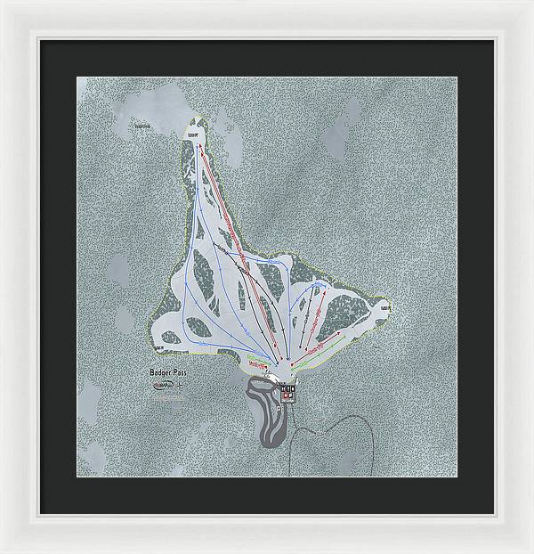 Badger Pass Ski Trail Map - Framed Print - Powderaddicts