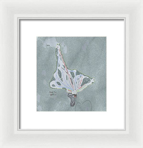 Badger Pass Ski Trail Map - Framed Print - Powderaddicts