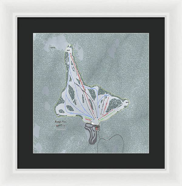 Badger Pass Ski Trail Map - Framed Print - Powderaddicts