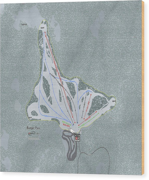 Badger Pass Ski Trail Map - Wood Print - Powderaddicts