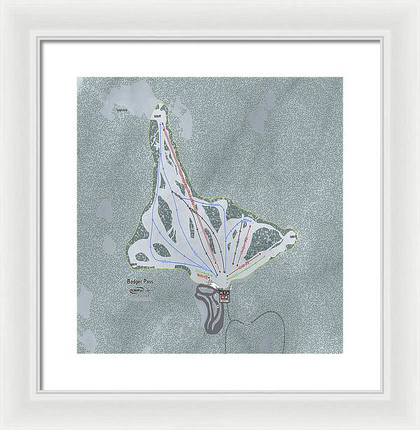 Badger Pass Ski Trail Map - Framed Print - Powderaddicts