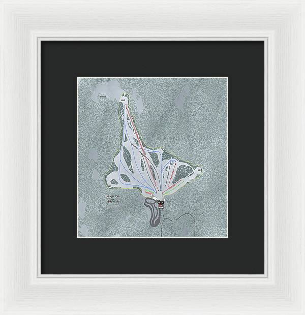 Badger Pass Ski Trail Map - Framed Print - Powderaddicts