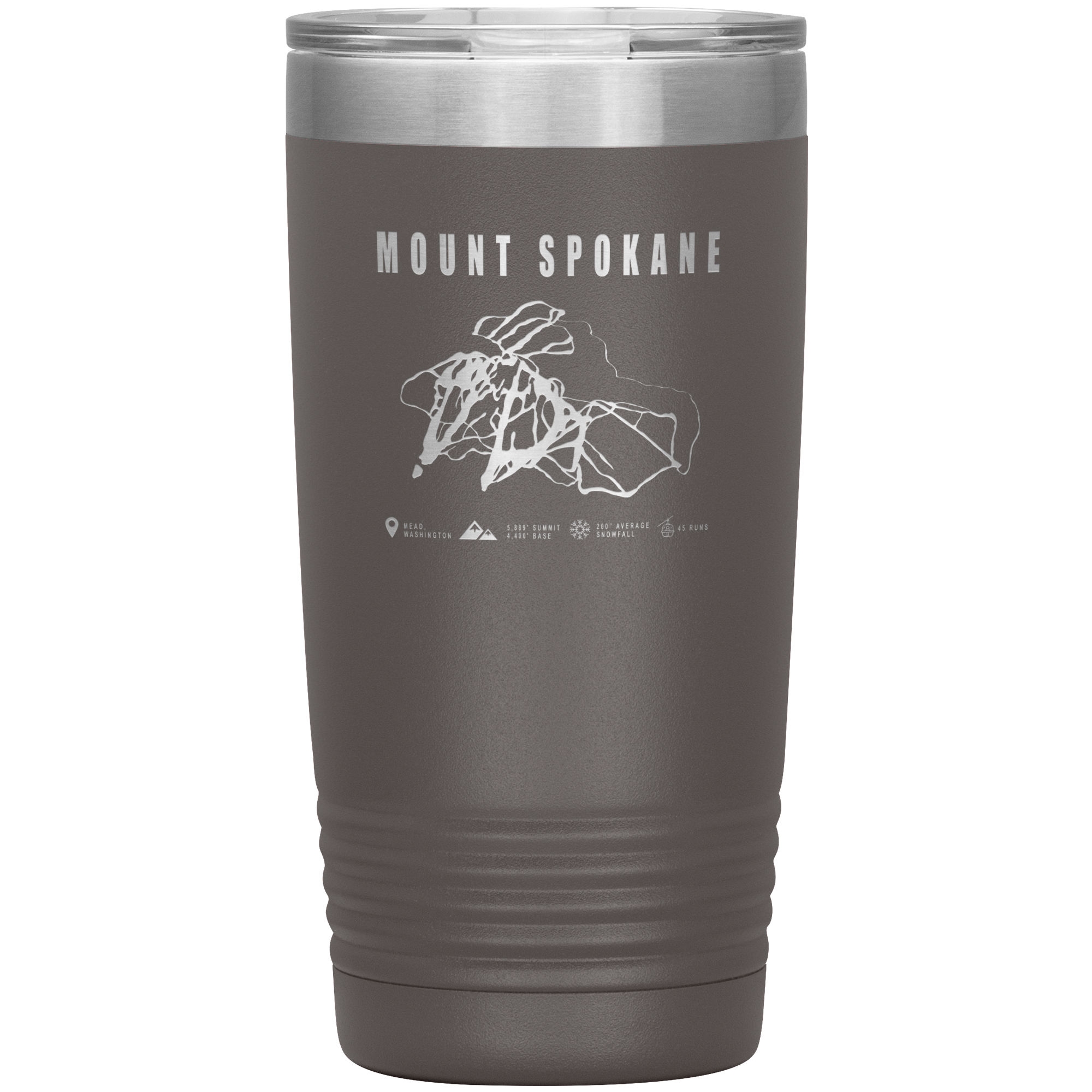 Mount Spokane, Washington Ski Trail Map 20oz Tumbler - Powderaddicts