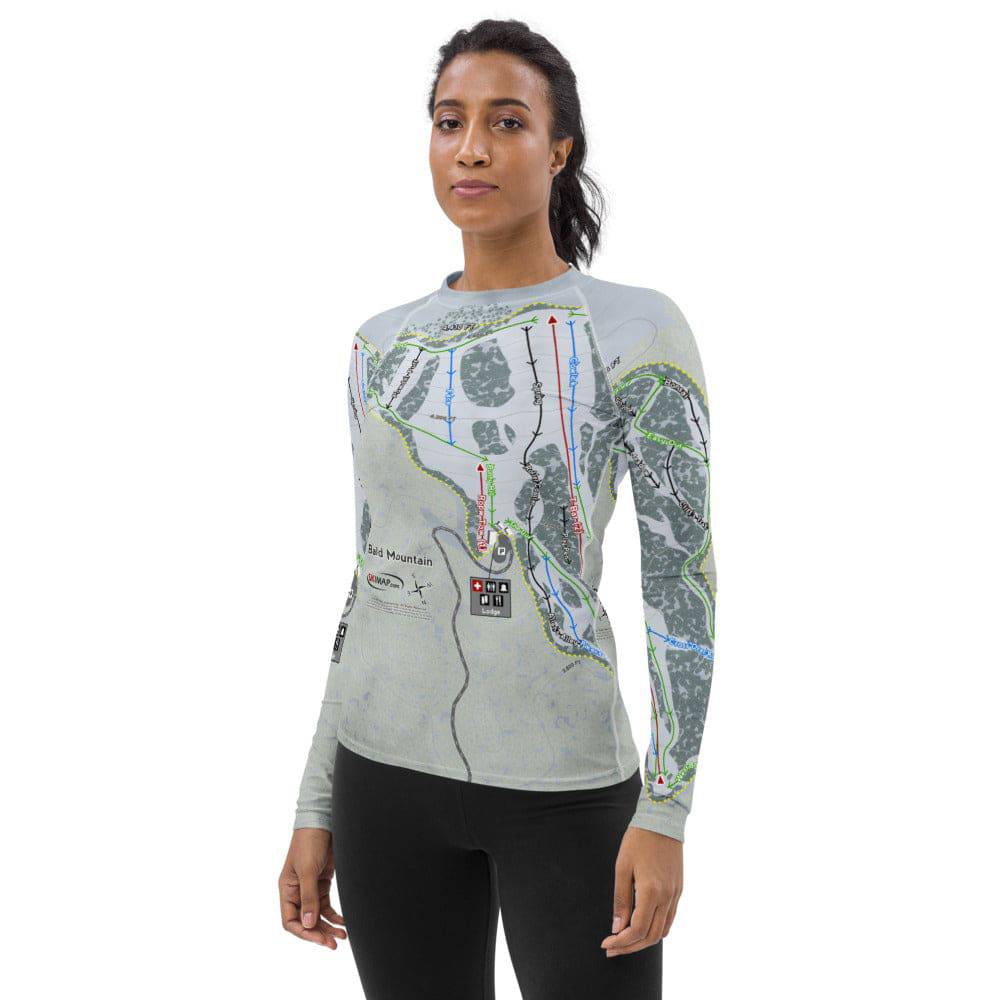 Bald Mountain, Idaho Ski Trail Map Women's Base Layer Top - Powderaddicts