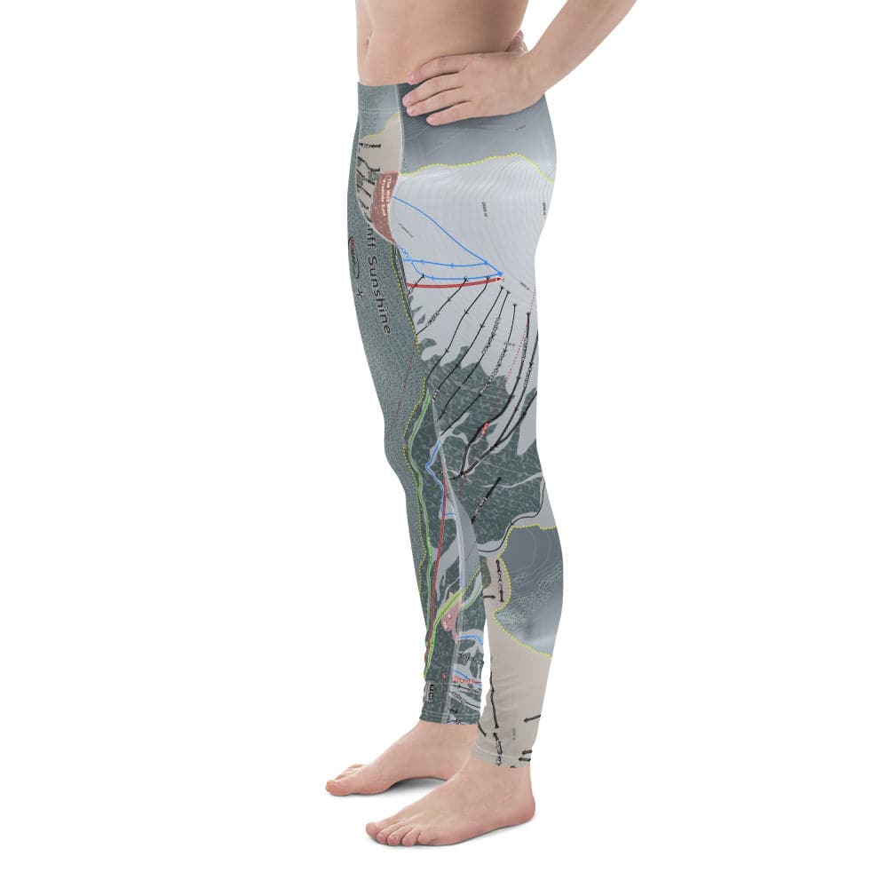 Banff Sunshine, Alberta Ski Trail Map Men's Base Layer Bottom - Powderaddicts