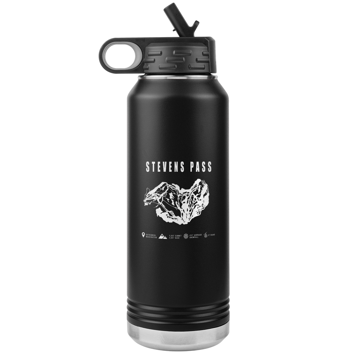 Stevens Pass, Washington Ski Trail Map 32oz Water Bottle Tumbler - Powderaddicts
