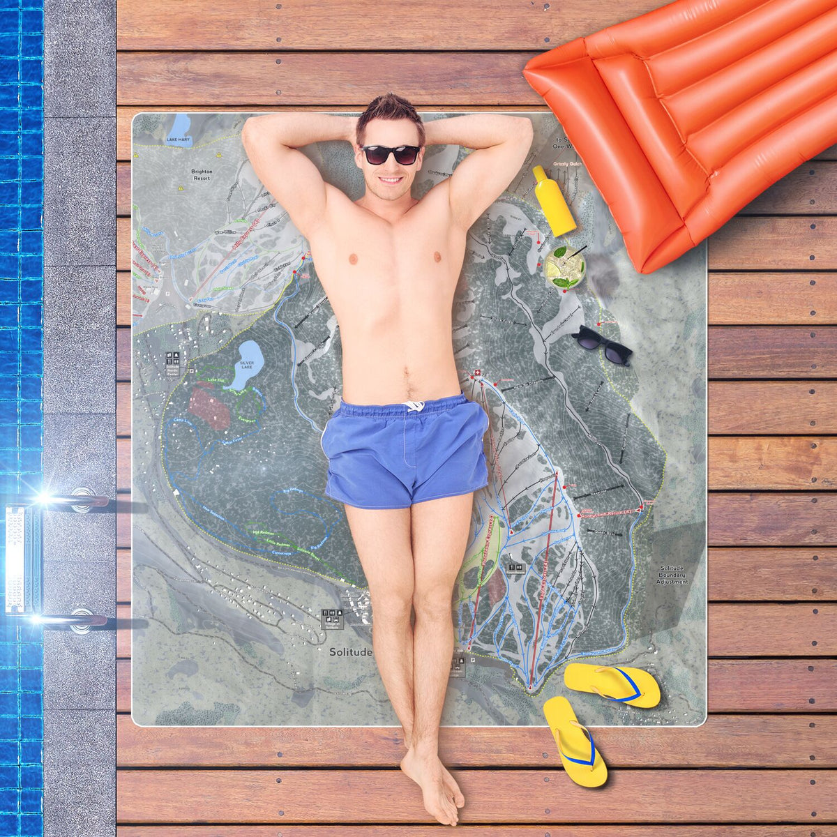 Solitude, Utah Ski Resort Map Printed Beach Towel - Powderaddicts