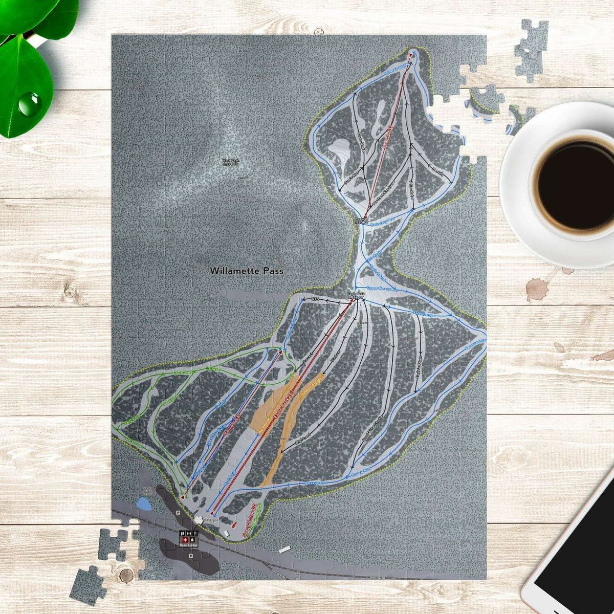Willamette Pass, Oregon Ski Trail Map Puzzle - Powderaddicts