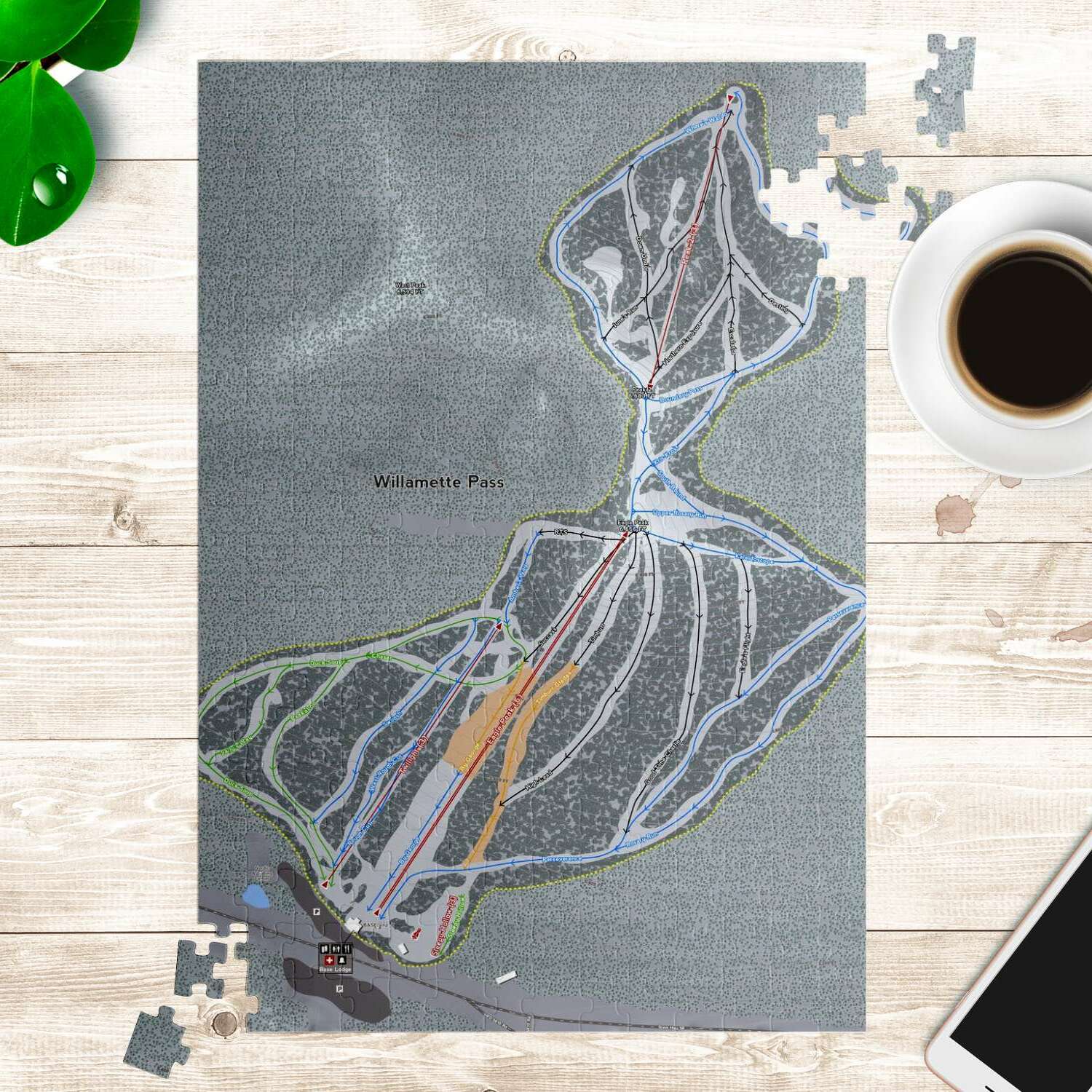 Willamette Pass, Oregon Ski Trail Map Puzzle - Powderaddicts