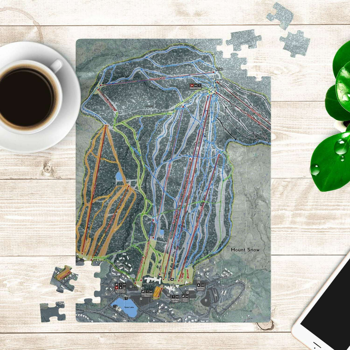 Mount Snow, Vermont Ski Trail Map Puzzle - Powderaddicts