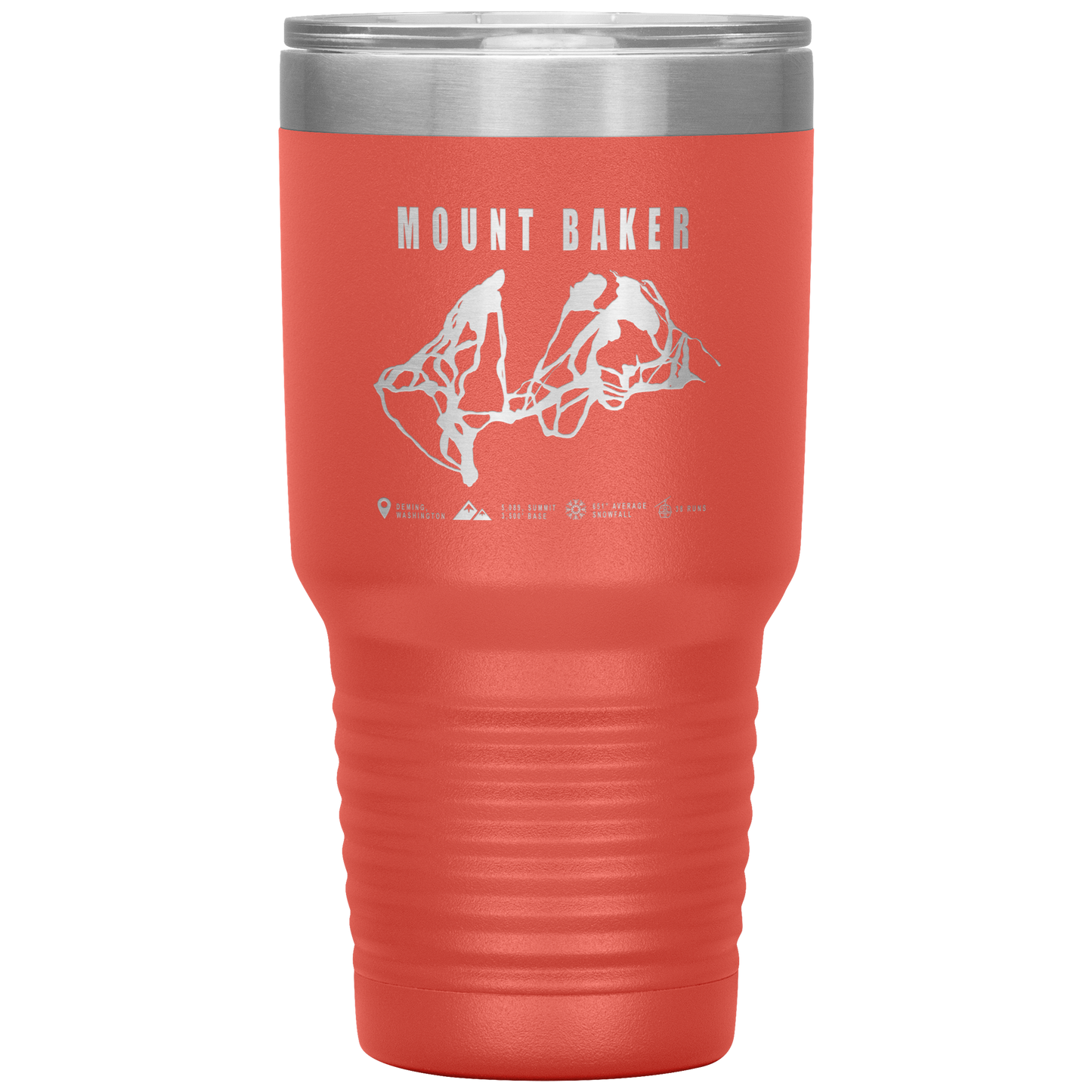 Mount Baker, Washington Ski Trail Map 30oz Tumbler - Powderaddicts