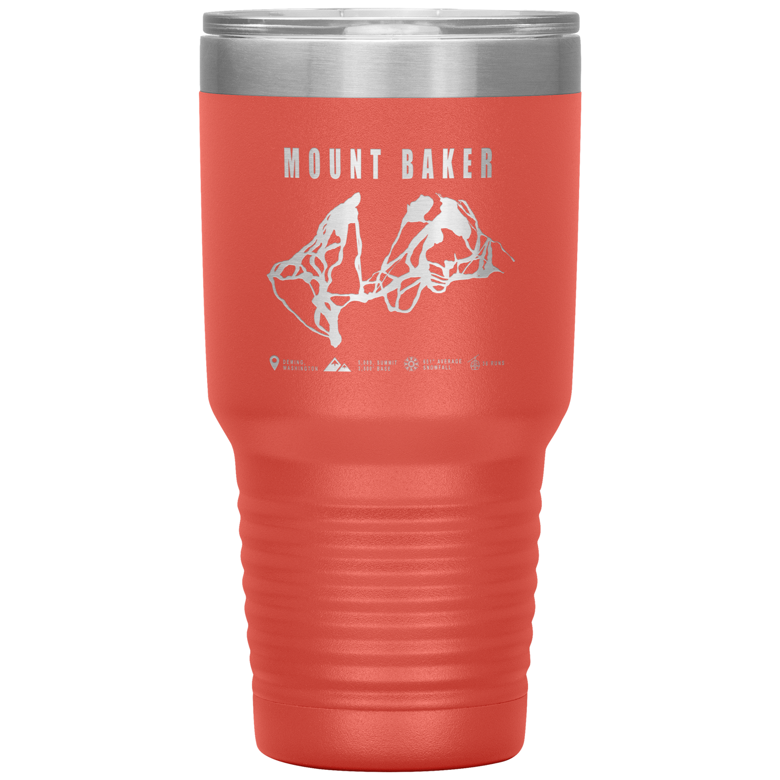 Mount Baker, Washington Ski Trail Map 30oz Tumbler - Powderaddicts