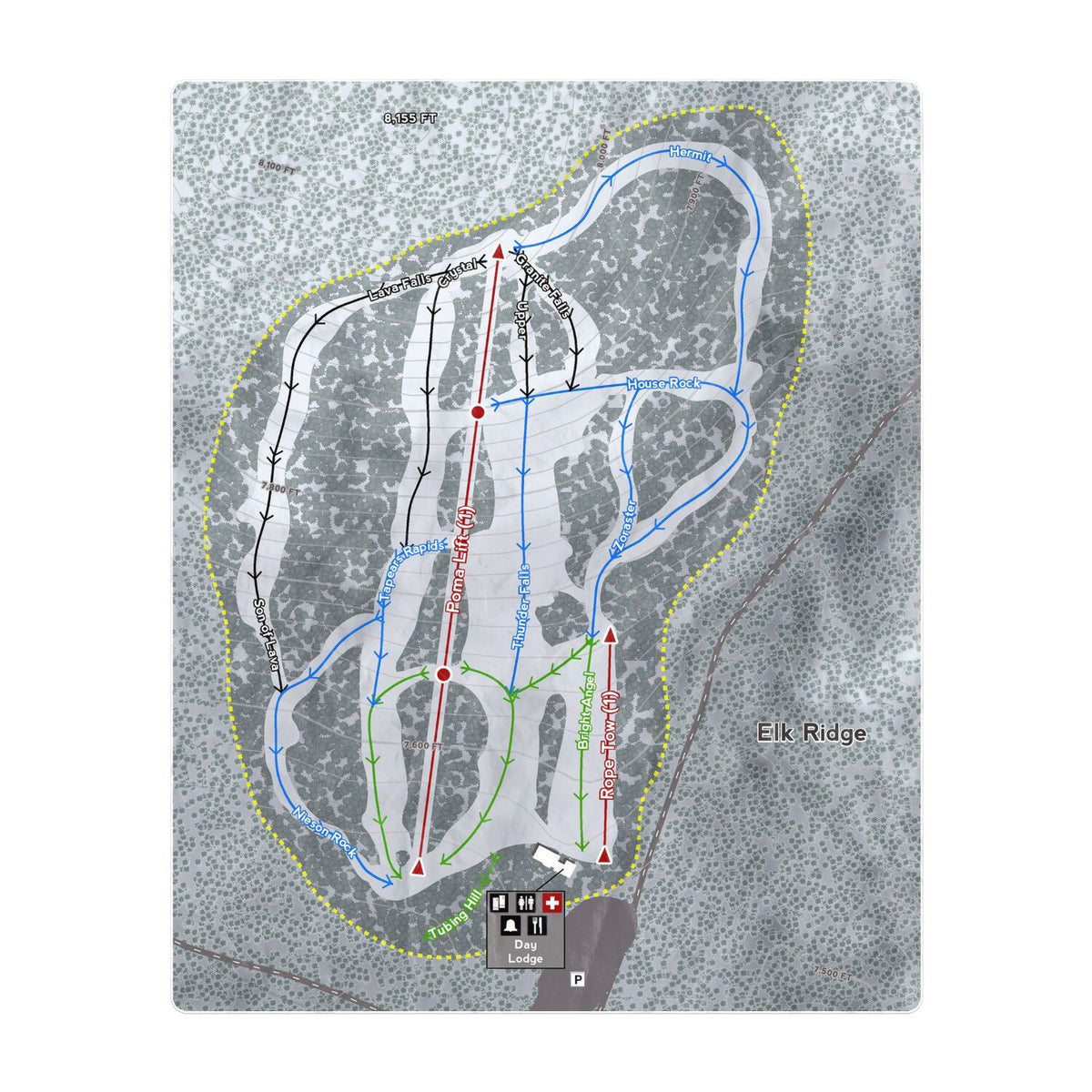 Elk Ridge, Arizona Ski Resort Map Printed Beach Towel - Powderaddicts