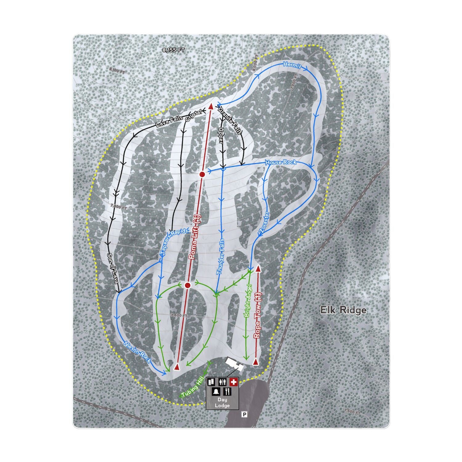 Elk Ridge, Arizona Ski Resort Map Printed Beach Towel - Powderaddicts