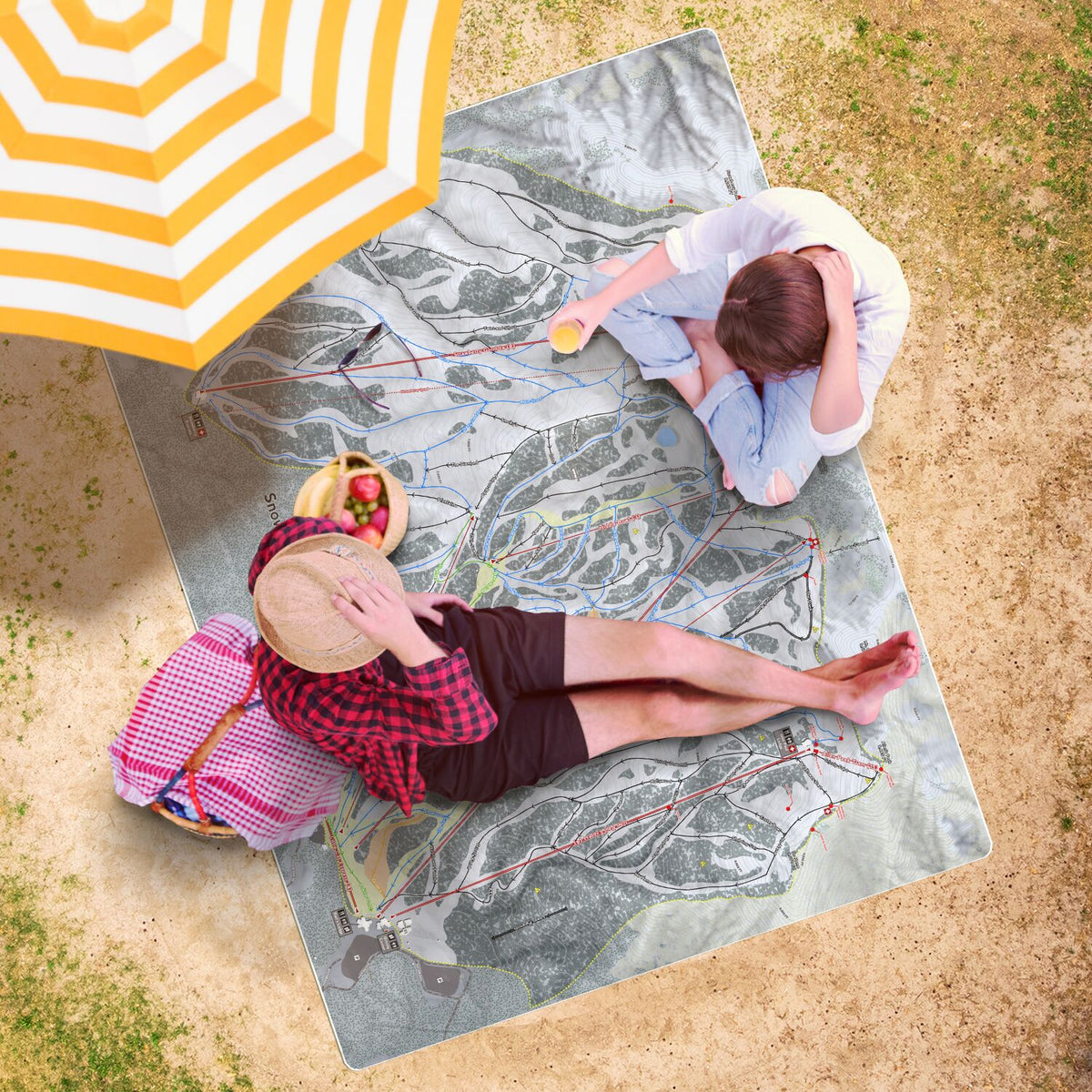 Snowbasin, Utah Ski Resort Map Printed Beach Towel - Powderaddicts