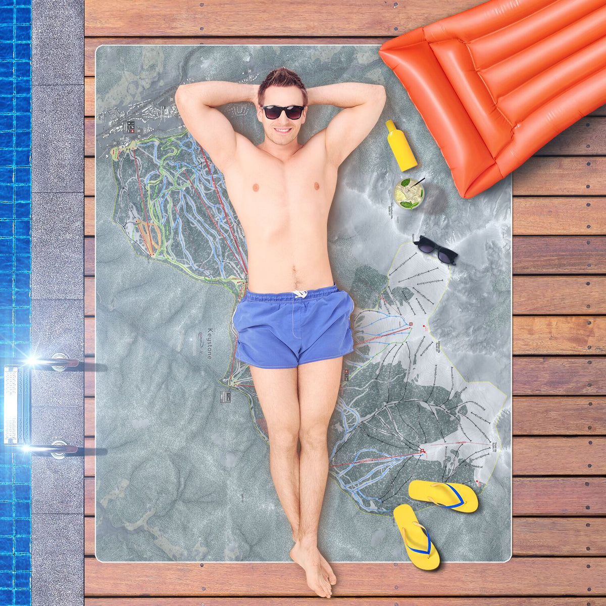 Keystone, Colorado Ski Resort Map Printed Beach Towel - Powderaddicts