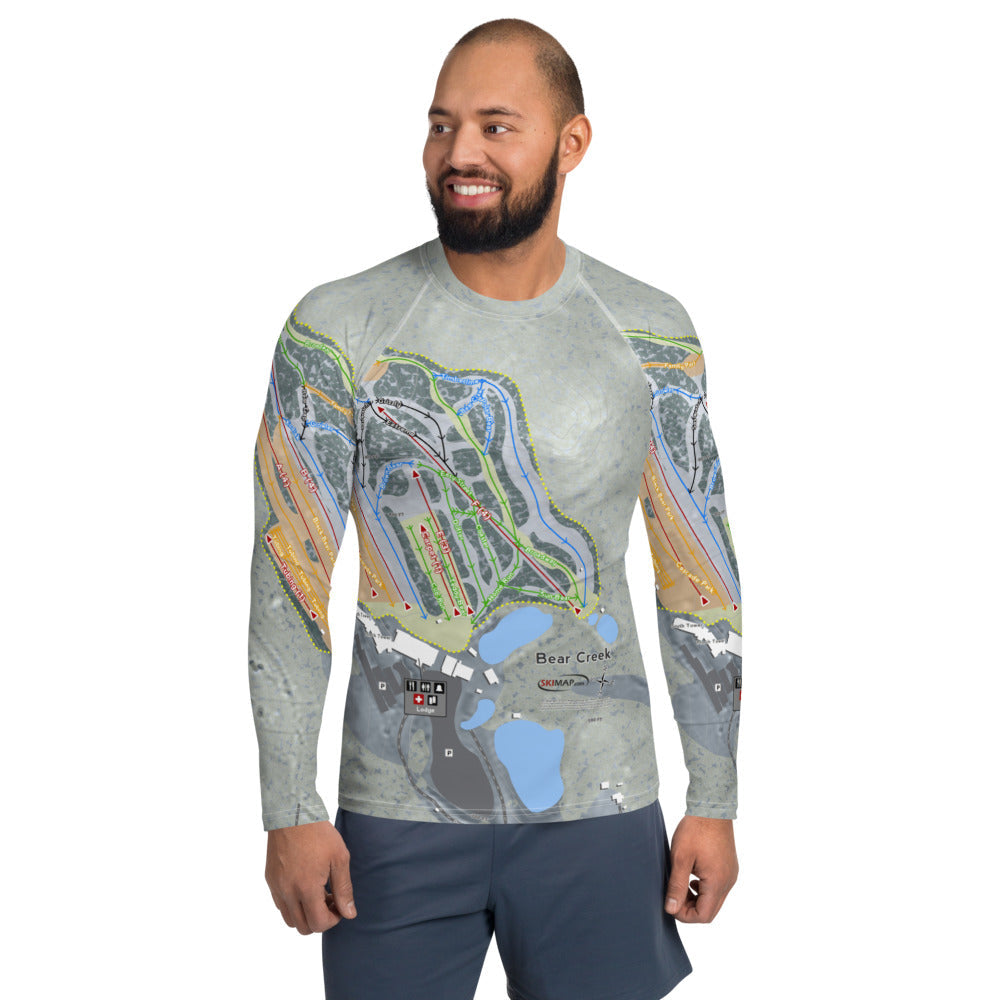 Bear Creek, Pennsylvania Ski Trail Map Men's Base Layer Top - Powderaddicts