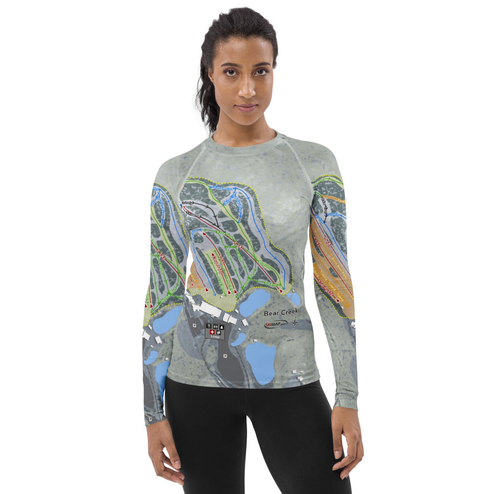 Bear Creek, Pennsylvania Ski Trail Map Women's Base Layer Top - Powderaddicts