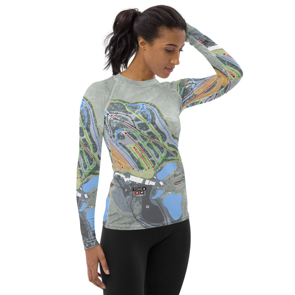 Bear Creek, Pennsylvania Ski Trail Map Women's Base Layer Top - Powderaddicts