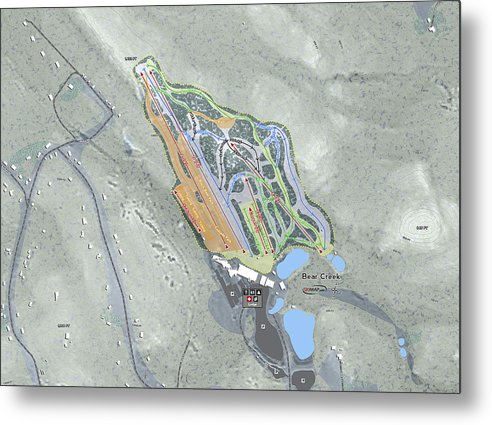 Bear Creek Ski Trail Map - Metal Print - Powderaddicts