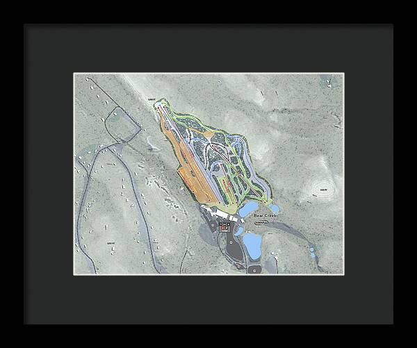 Bear Creek Ski Trail Map - Framed Print - Powderaddicts