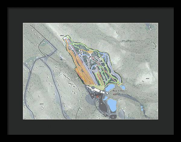 Bear Creek Ski Trail Map - Framed Print - Powderaddicts