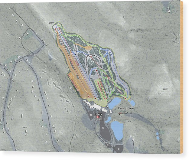 Bear Creek Ski Trail Map - Wood Print - Powderaddicts
