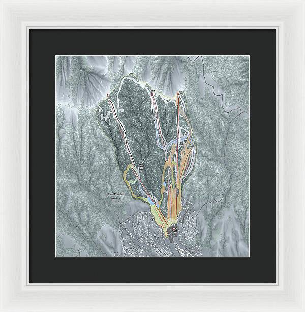 Bear Mountain Ski Trail Map - Framed Print - Powderaddicts