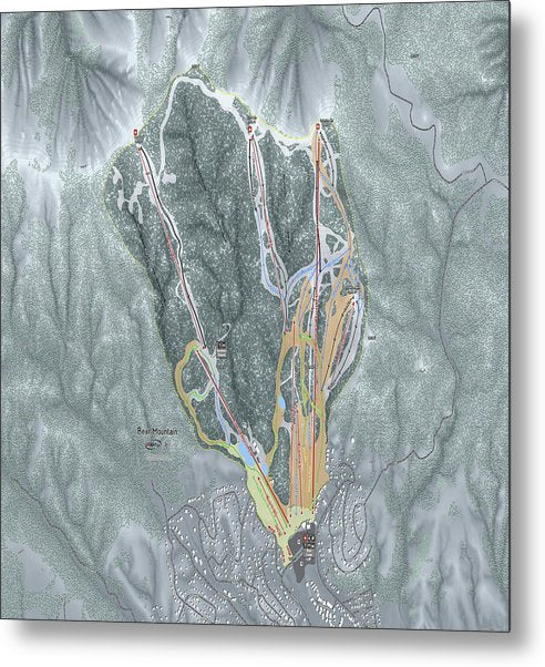 Bear Mountain Ski Trail Map - Metal Print - Powderaddicts