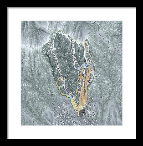 Bear Mountain Ski Trail Map - Framed Print - Powderaddicts