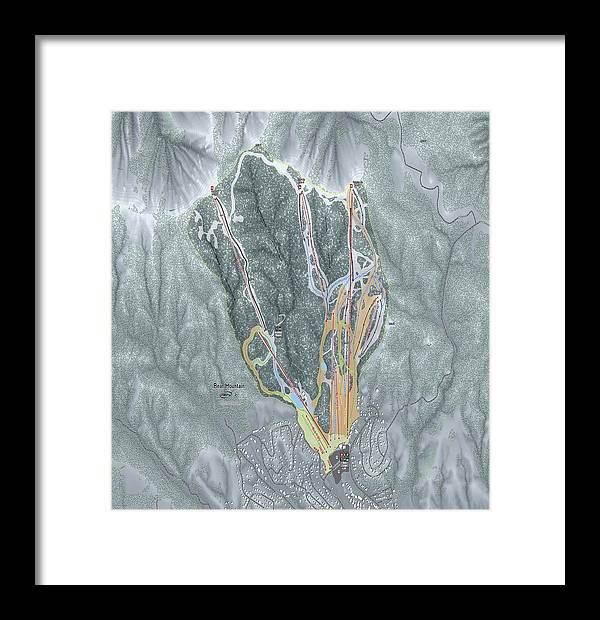 Bear Mountain Ski Trail Map - Framed Print - Powderaddicts
