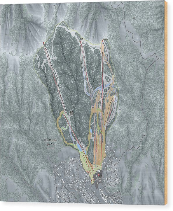 Bear Mountain Ski Trail Map - Wood Print - Powderaddicts