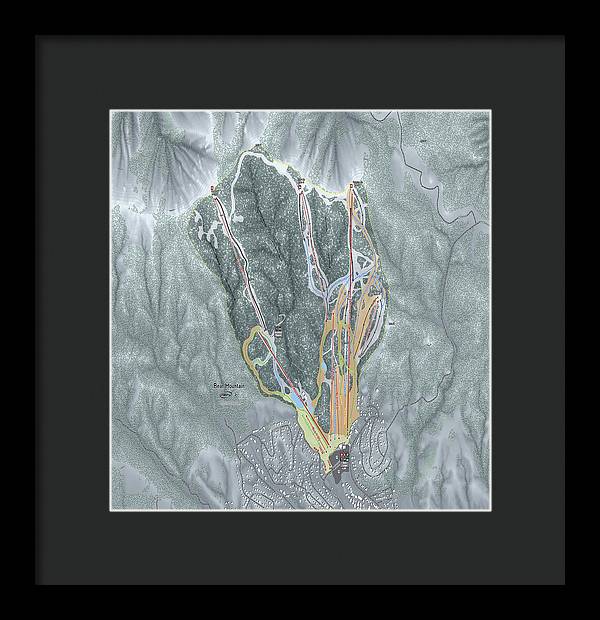 Bear Mountain Ski Trail Map - Framed Print - Powderaddicts