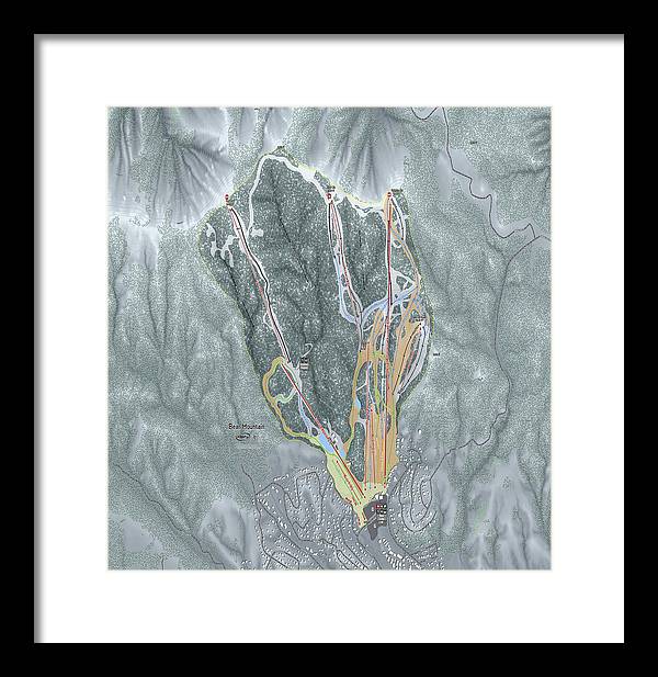 Bear Mountain Ski Trail Map - Framed Print - Powderaddicts