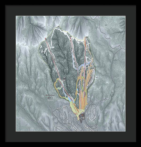 Bear Mountain Ski Trail Map - Framed Print - Powderaddicts