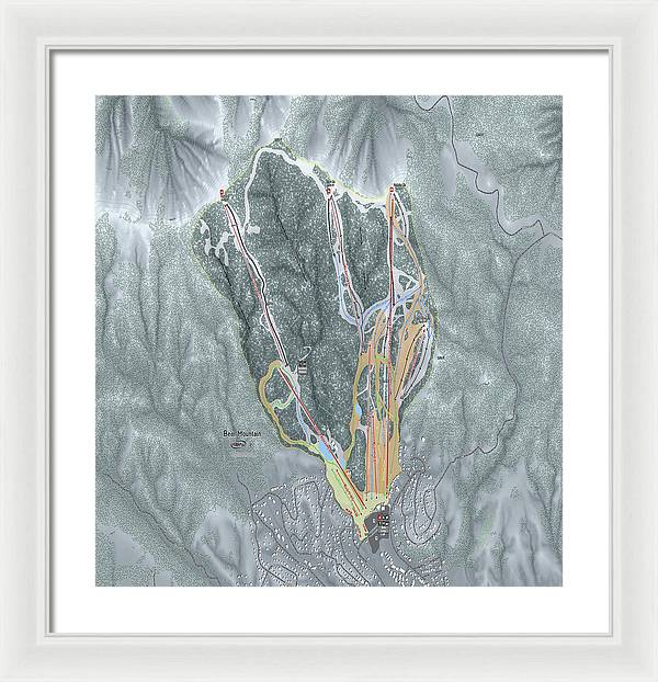 Bear Mountain Ski Trail Map - Framed Print - Powderaddicts