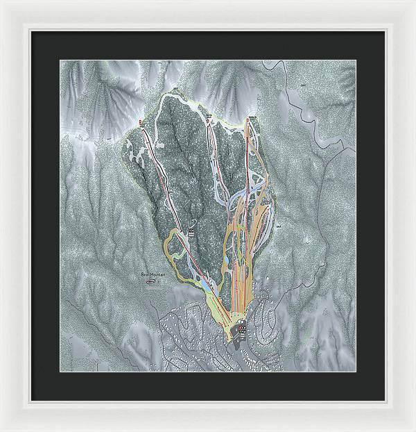 Bear Mountain Ski Trail Map - Framed Print - Powderaddicts