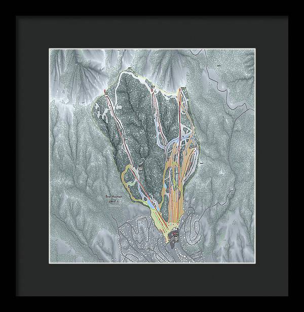 Bear Mountain Ski Trail Map - Framed Print - Powderaddicts
