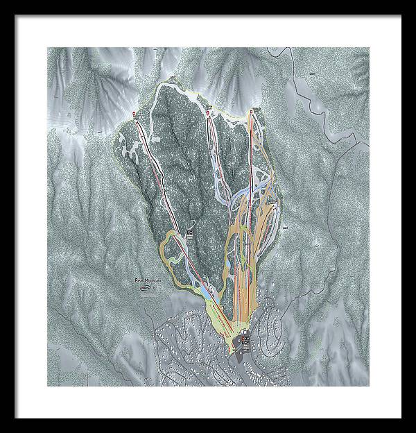 Bear Mountain Ski Trail Map - Framed Print - Powderaddicts