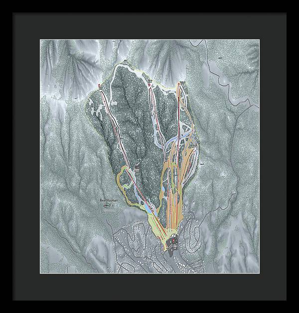 Bear Mountain Ski Trail Map - Framed Print - Powderaddicts