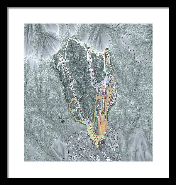 Bear Mountain Ski Trail Map - Framed Print - Powderaddicts
