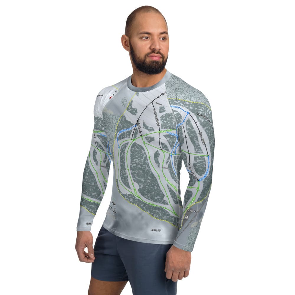 Bear Paw, Montana Ski Trail Map Men's Base Layer Top - Powderaddicts