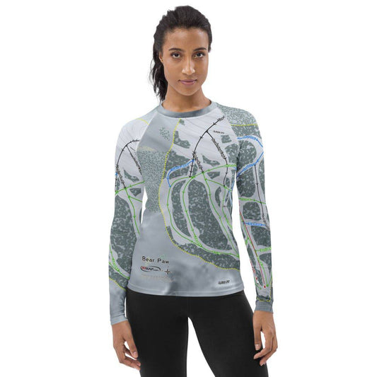 Bear Paw, Montana Ski Trail Map Women's Base Layer Top - Powderaddicts