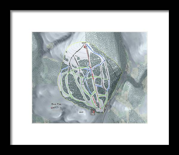 Bear Paw Ski Trail Map - Framed Print - Powderaddicts